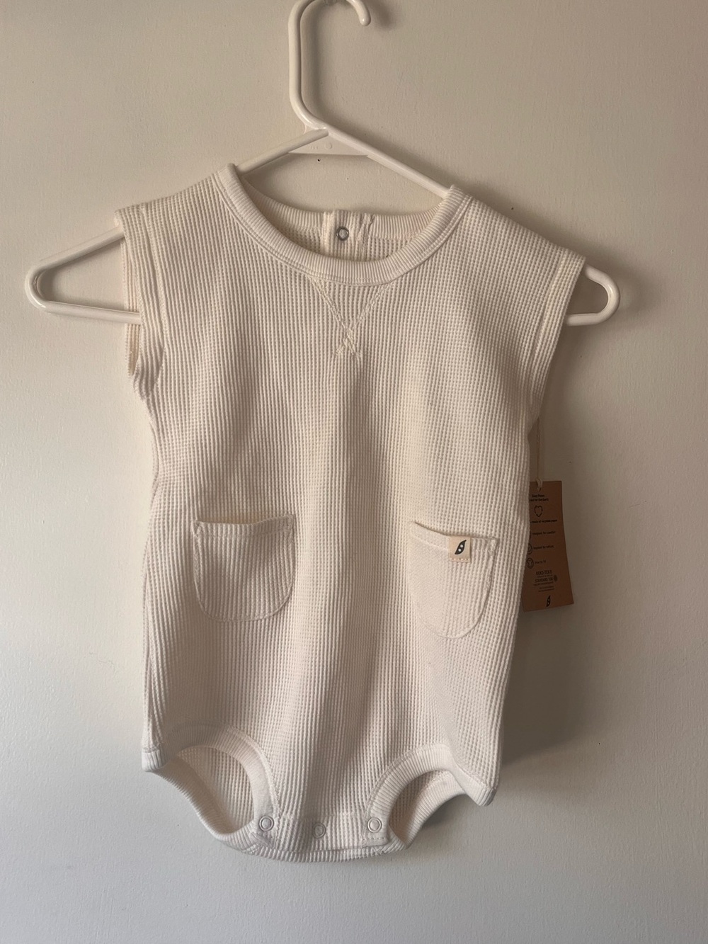 Easy-Peasy NWT Girls Toddler Cream Waffle Knit Baby Romper size 24 Months